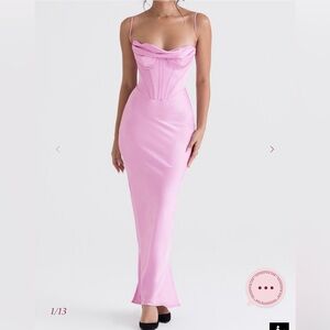 House of CB pink corset maxi dress